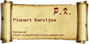Plenert Karolina névjegykártya
